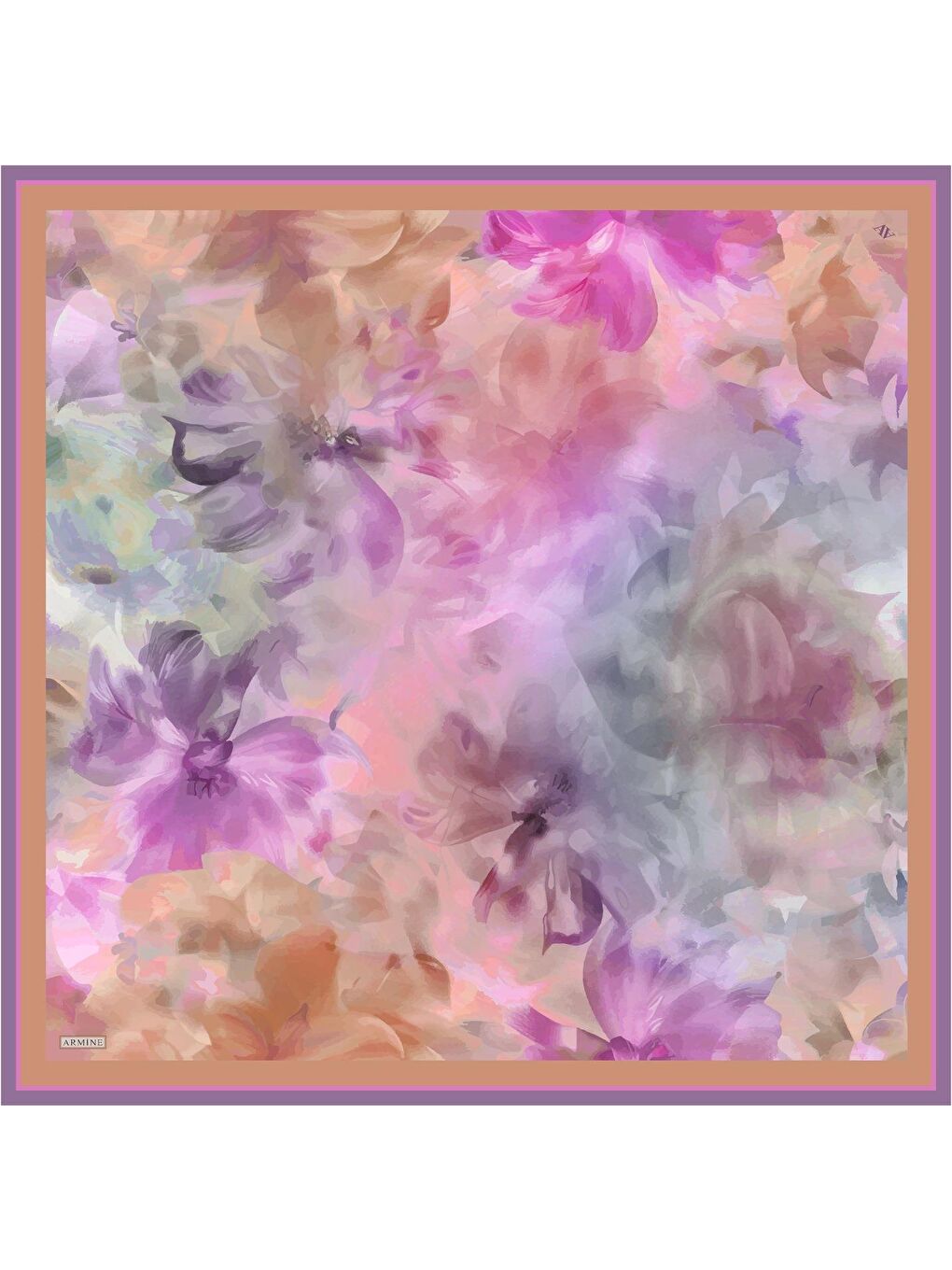 Pembe Çiçek Desenli Saf İpek Sura Eşarp 9310 84-2