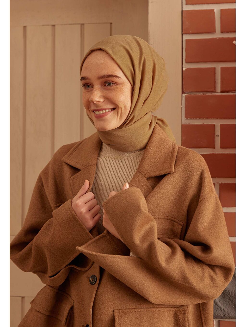 Bej Cozy Pamuk Şal Badem-1