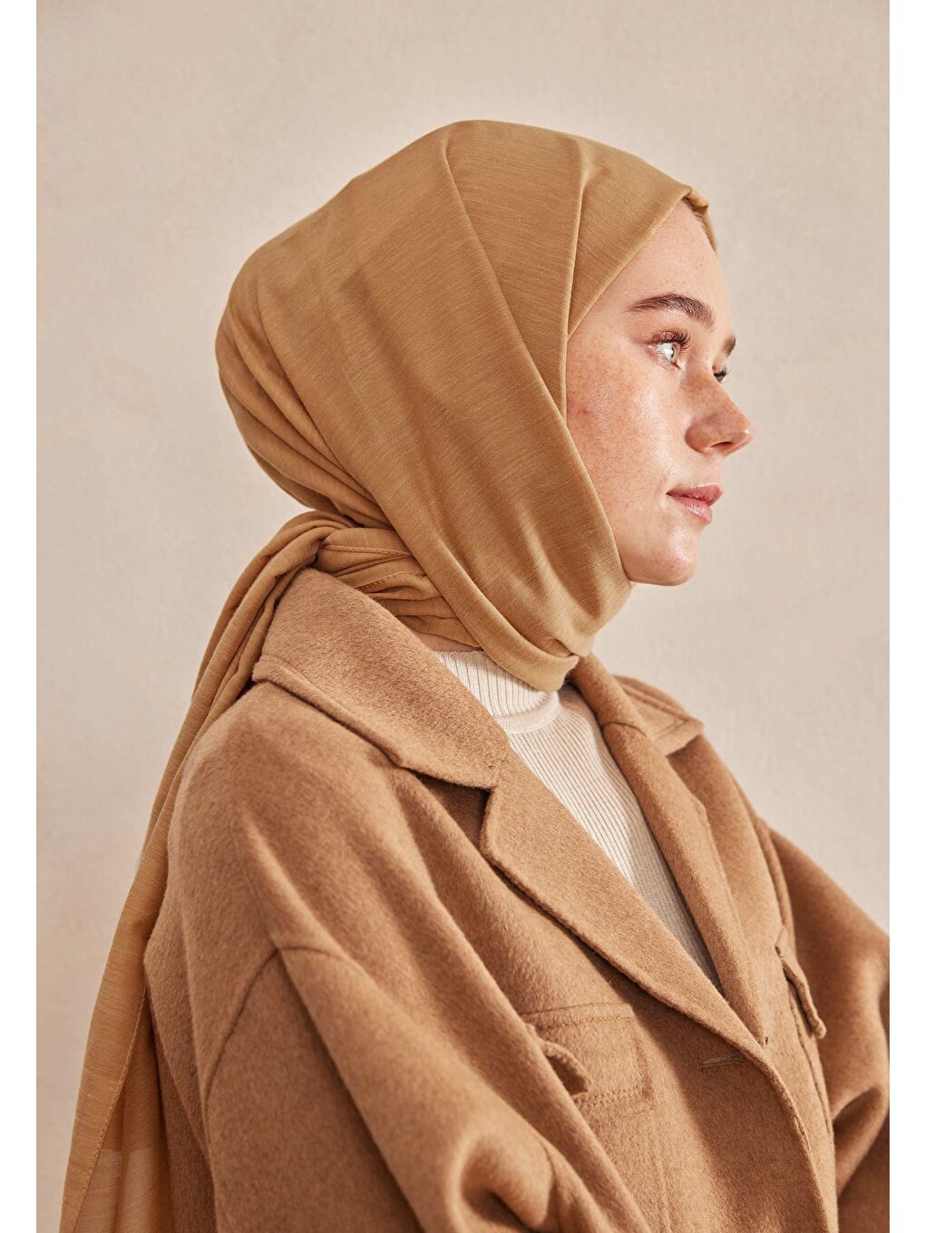 Bej Cozy Pamuk Şal Badem-3