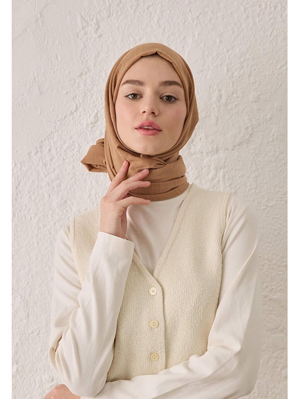 Bej Cozy Pamuk Şal Badem-4