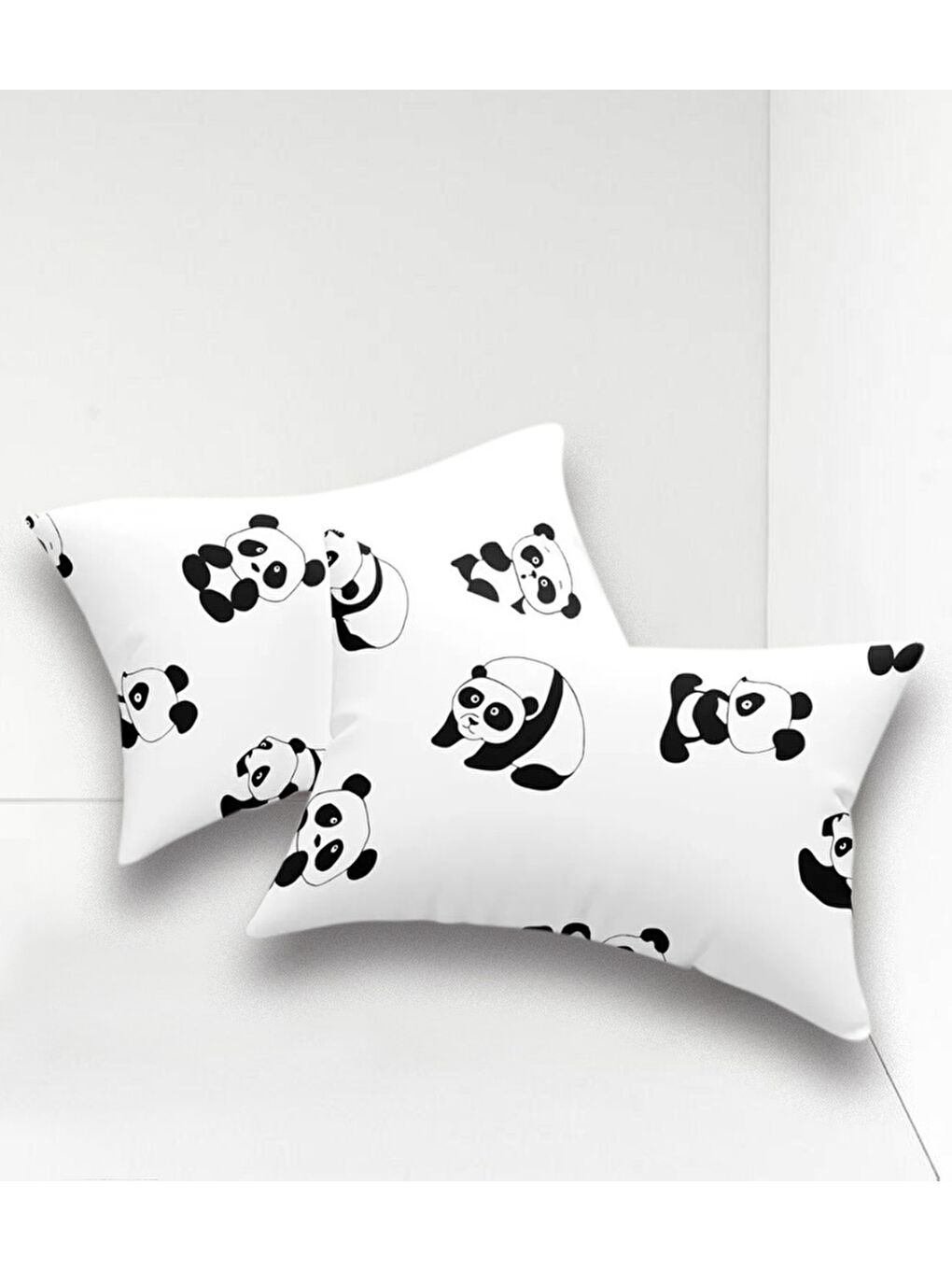 UPSTYLE 2li Yastık Kılıfı Panda Beyaz - 1