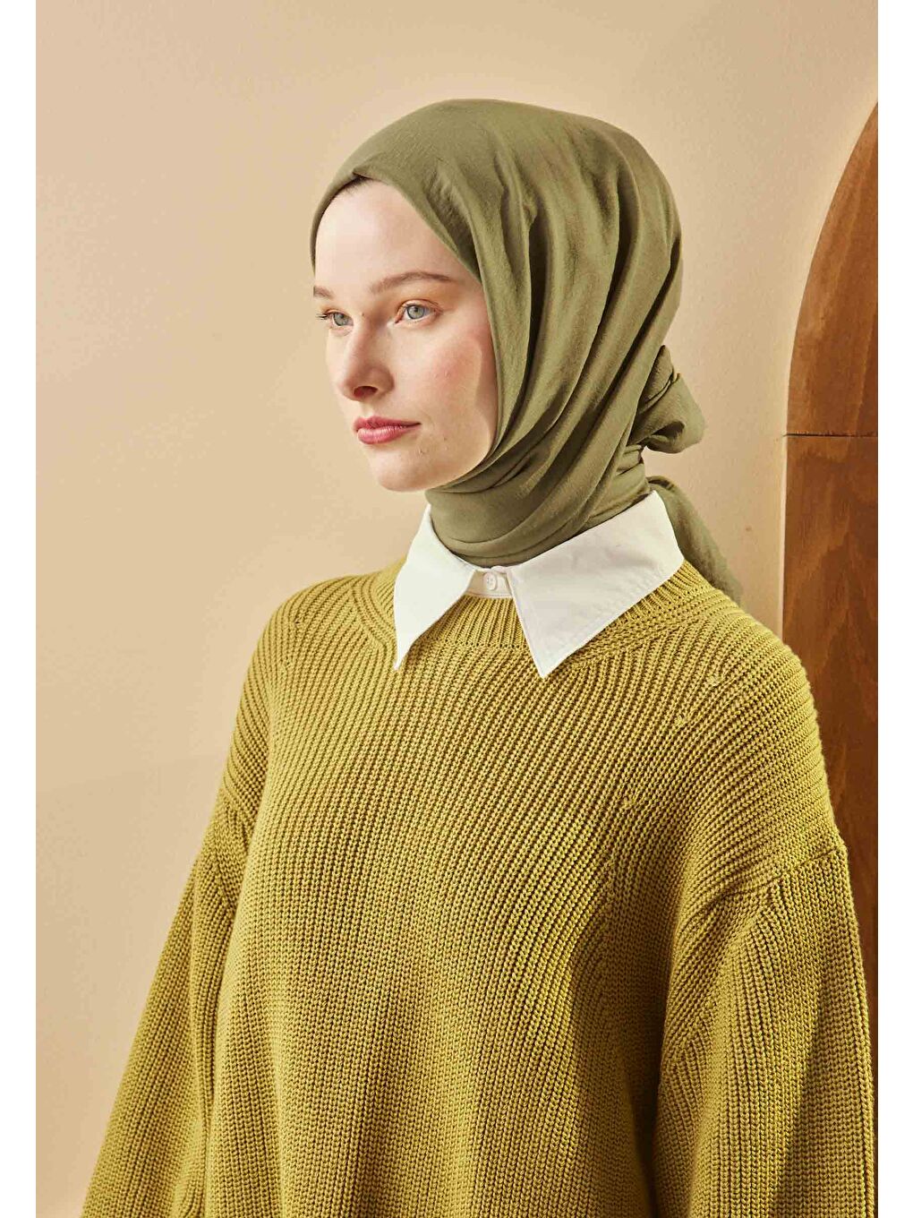 Pamuk Crash Şal Haki-2