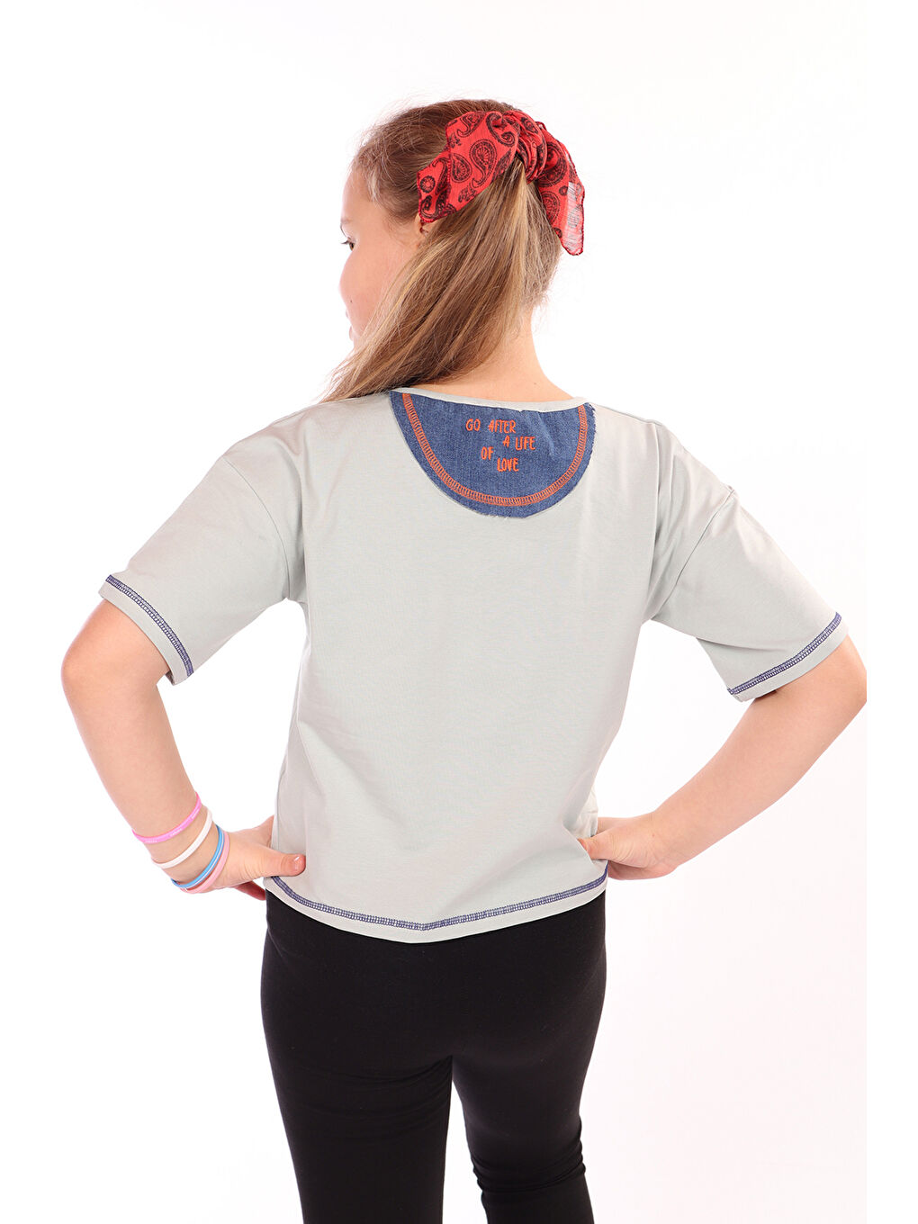 Yeşil Kız Çocuk Roses Yazı Baskılı Tişört-1