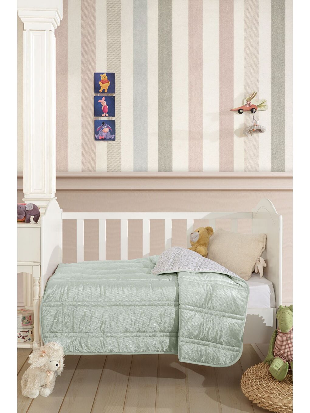 Yeşil Fancy Bebek Yorgan (150x100 cm) Adaçayı