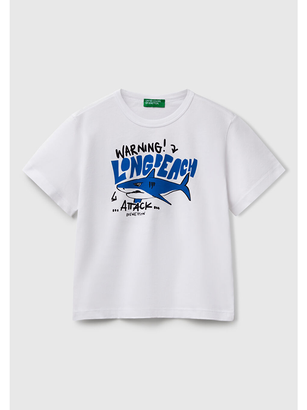 Erkek Çocuk Beyaz Grafik Baskılı Kısa Kollu T-Shirt