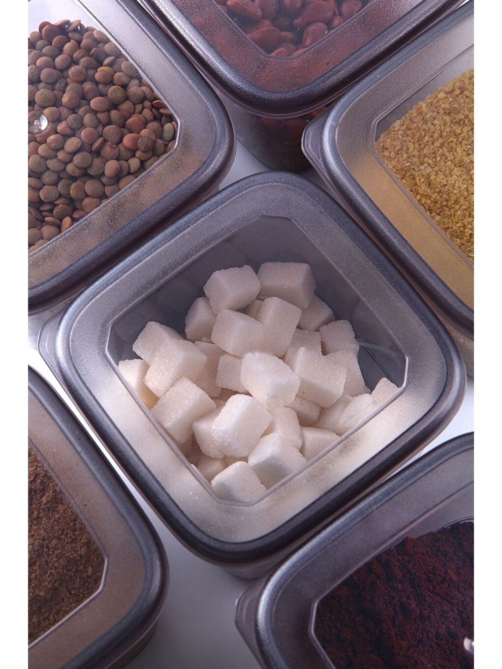 Etiketli 6'lı Antrasit Ekonomik Kırılmaz Saklama Kabı Seti 6x0,5 Lt.-2