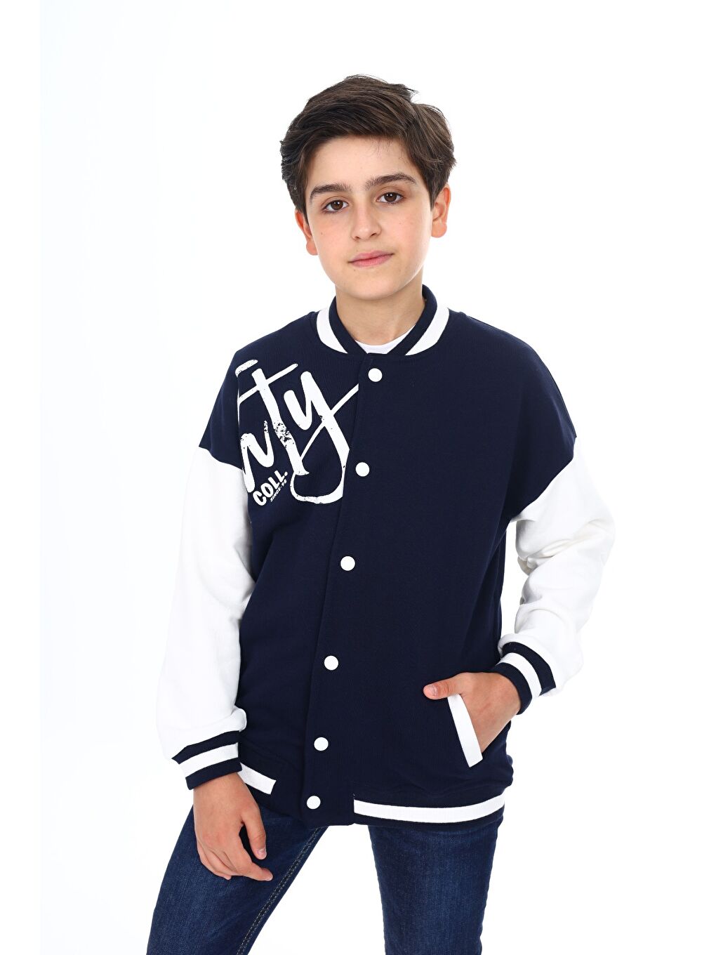 Lacivert Erkek Çocuk Baskılı Kolej Hırka-2