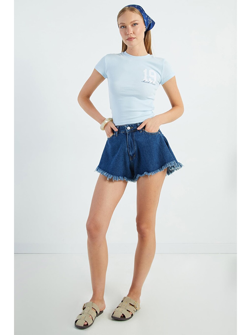 Mavi 19 Baskılı Slim Fit Tişört-1