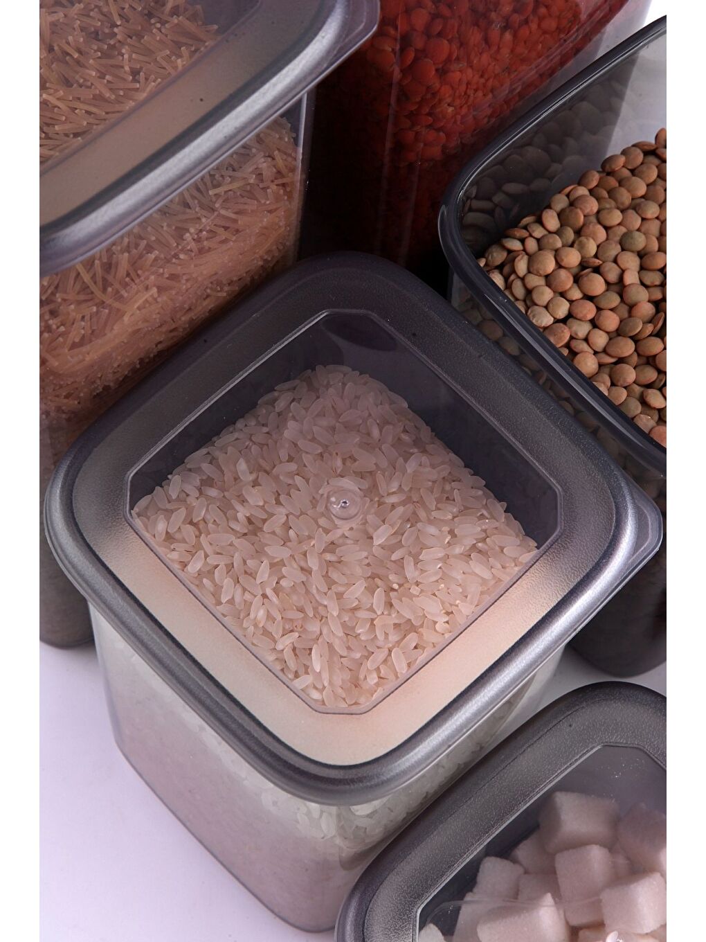 Etiketli 6'lı Antrasit Ekonomik Kırılmaz Saklama Kabı Seti 6x1,2 Lt.-2