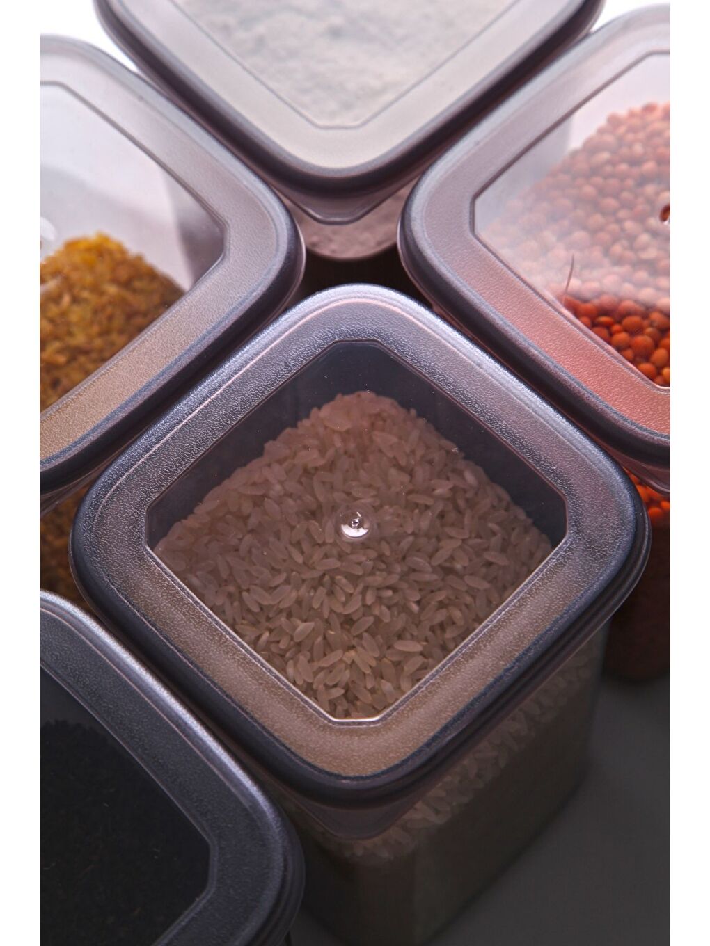 Etiketli 6'lı Antrasit Ekonomik Kırılmaz Saklama Kabı Seti 2x0,5/1,2/1,75 Lt.-1