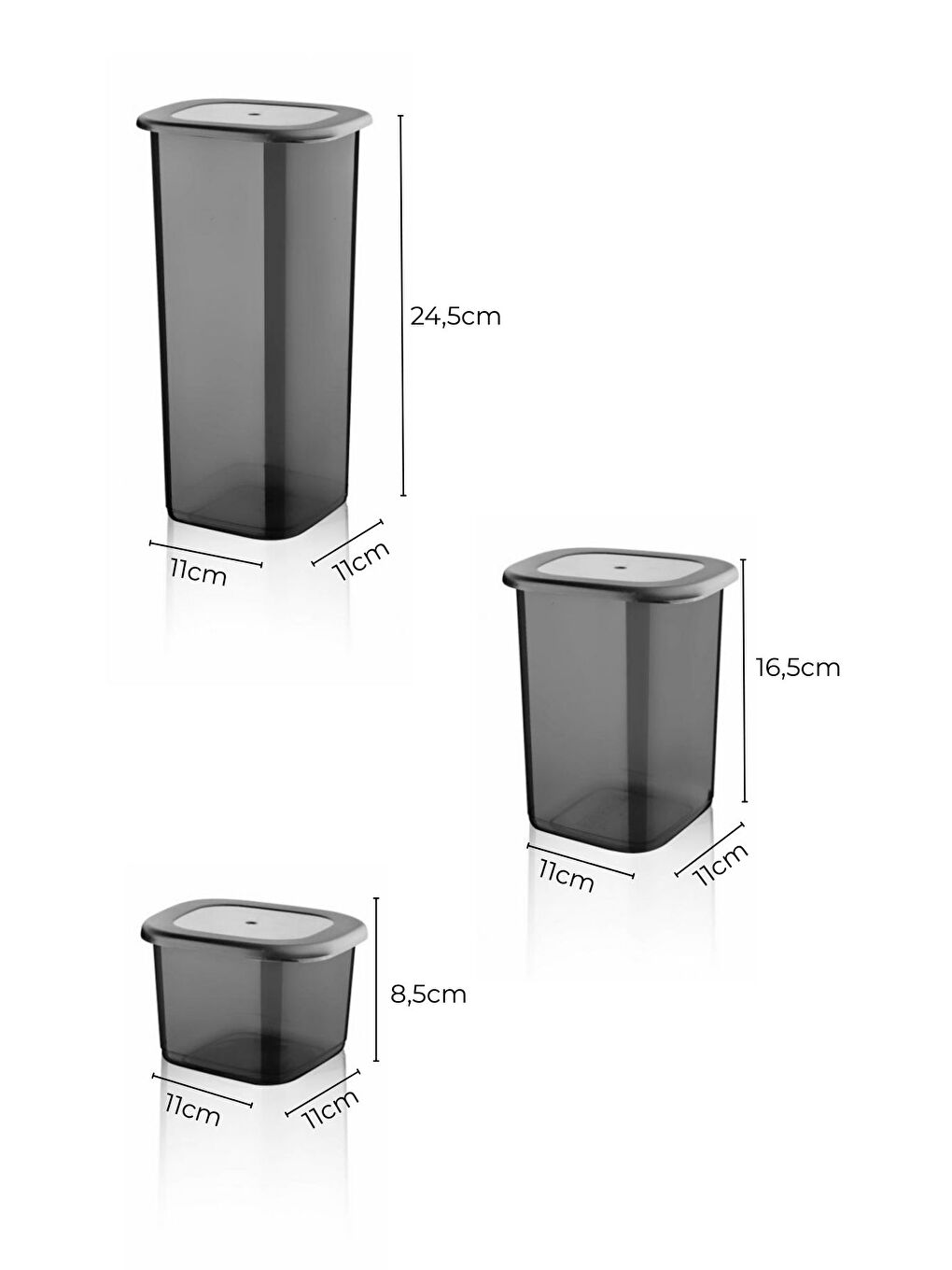 Etiketli 6'lı Antrasit Ekonomik Kırılmaz Saklama Kabı Seti 2x0,5/1,2/1,75 Lt.-2