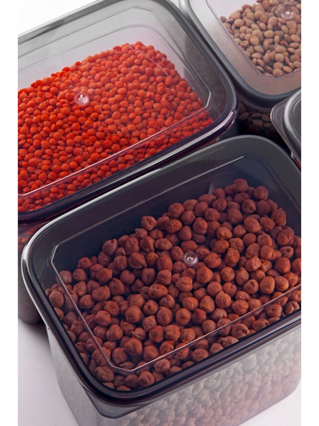 Etiketli 8'li Antrasit Ekonomik Kırılmaz Saklama Kabı Seti 4x0,5/2x1,2/2x2 Lt.-1