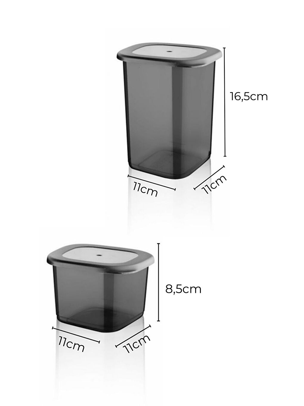 Etiketli 12'li Antrasit Ekonomik Kırılmaz Saklama Kabı Seti 6x0,5/6x1,2 Lt.-1