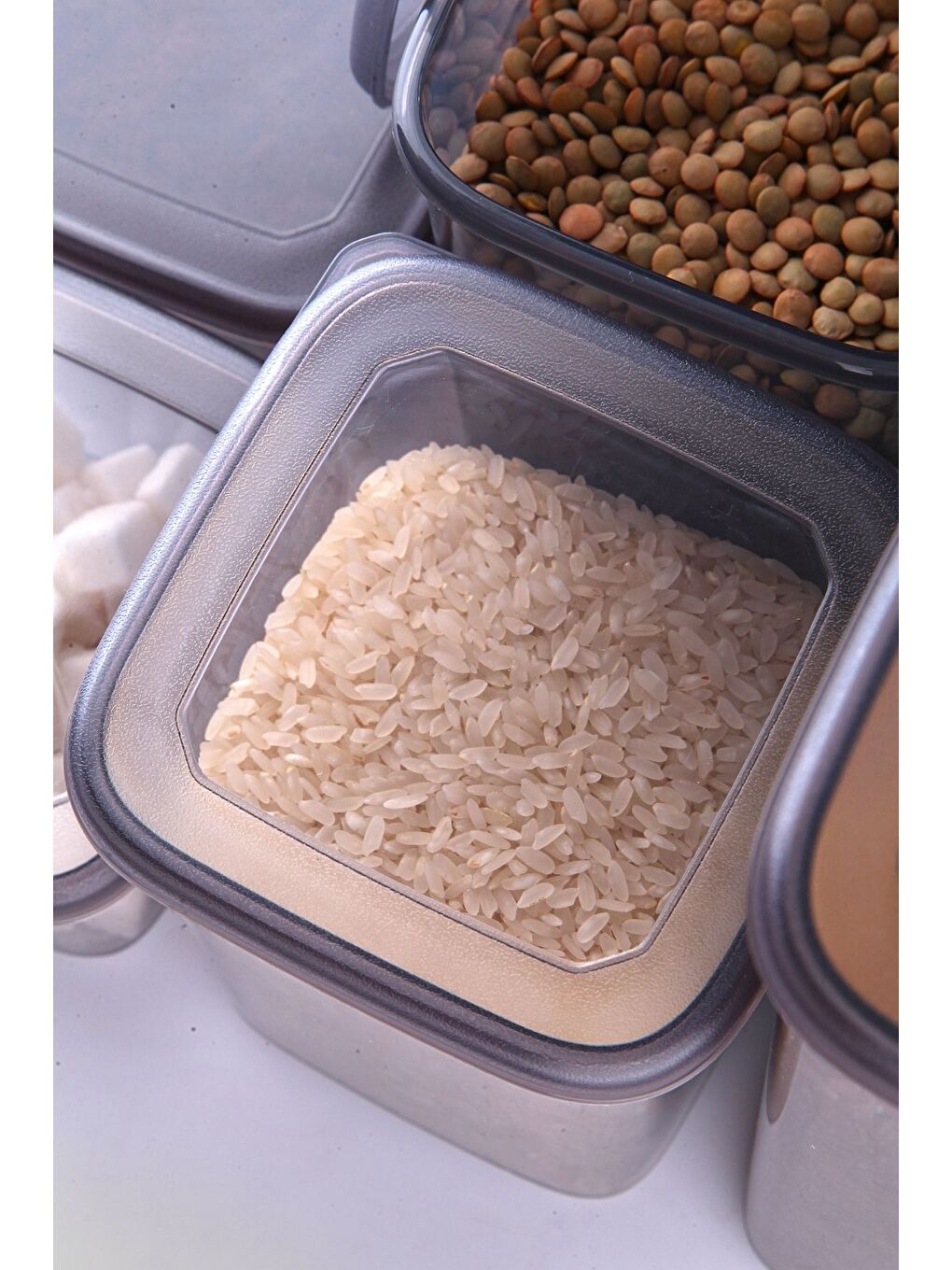 Etiketli 12'li Antrasit Ekonomik Kırılmaz Saklama Kabı Seti 6x0,5/6x1,2 Lt.-2