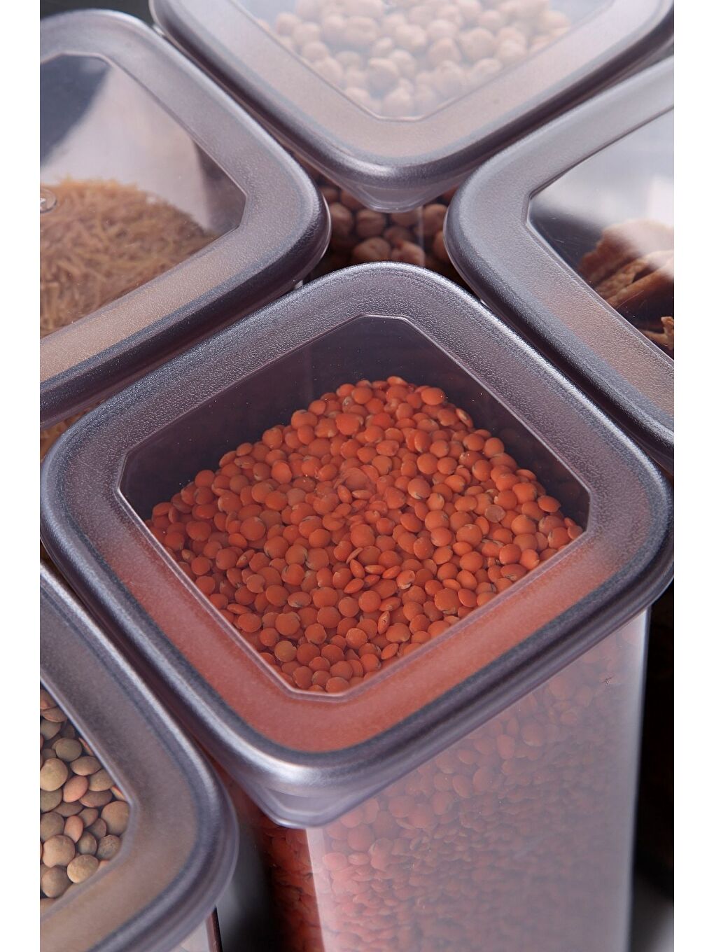 Etiketli 6'lı Antrasit Ekonomik Kırılmaz Saklama Kabı Seti 6x1,75 Lt.-1