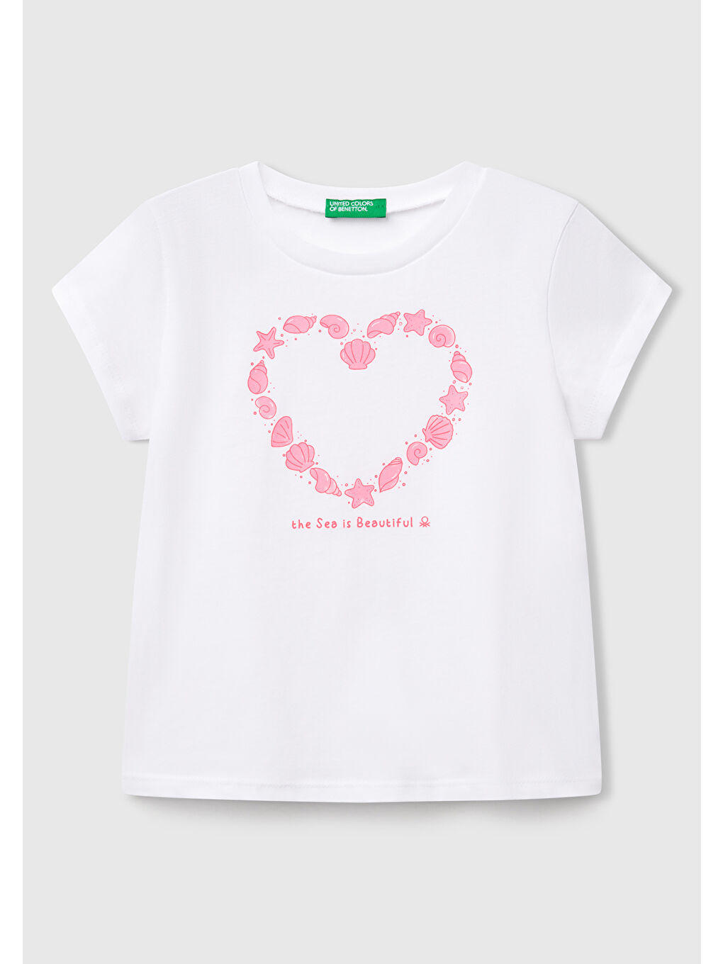 Kız Çocuk Beyaz Grafik Baskılı Kısa Kollu T-Shirt