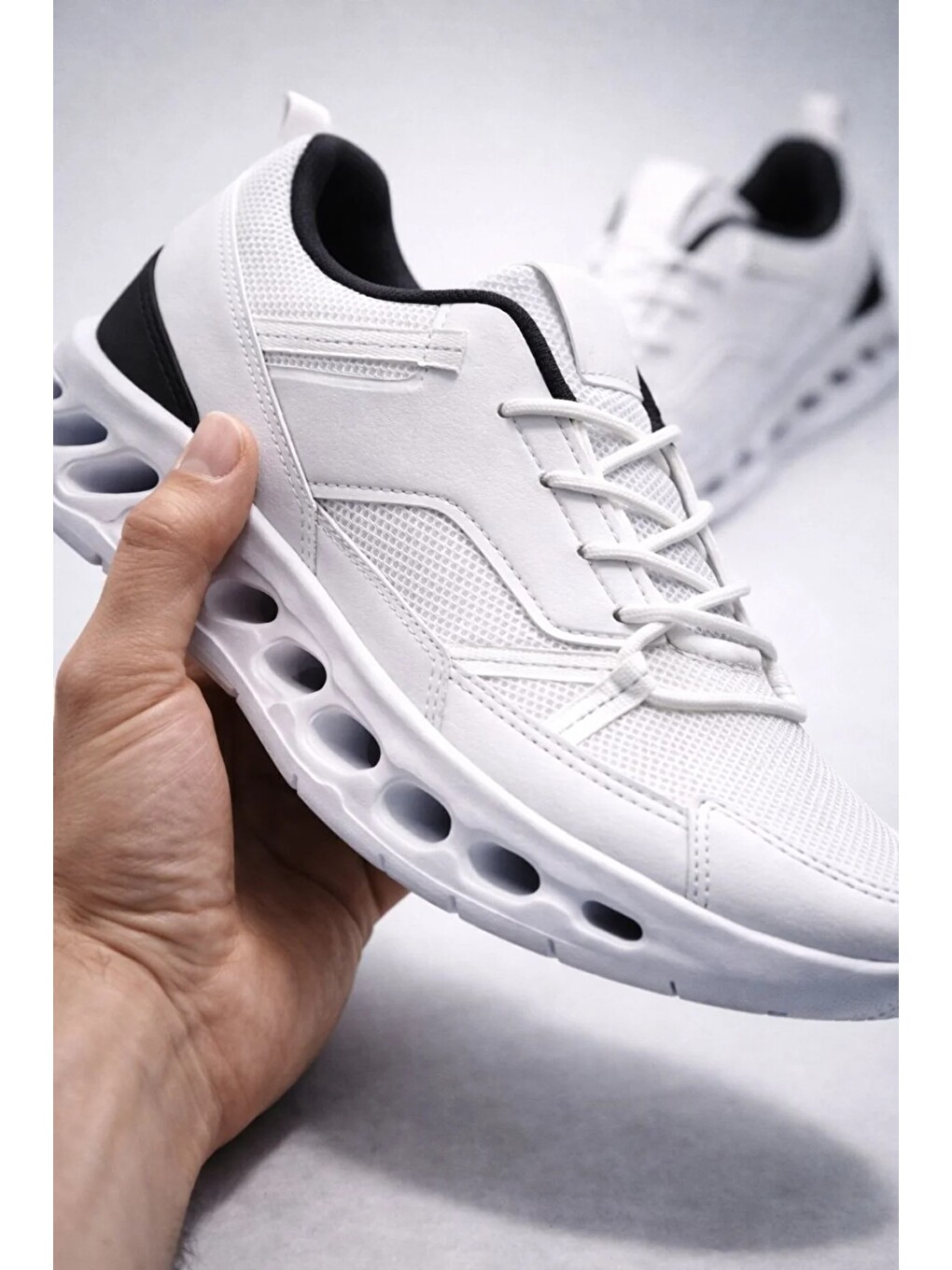Erkek Beyaz Street Style Sneaker Hafif Esnek Taban Günlük Kullanım Spor Yürüyüş Ayakkabısı-3