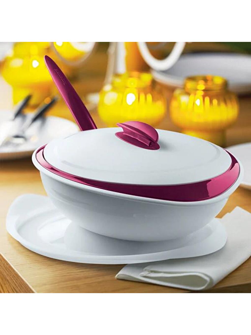 Tupperware Kırmızı Servis Tabak 1 5L Vişne - 4