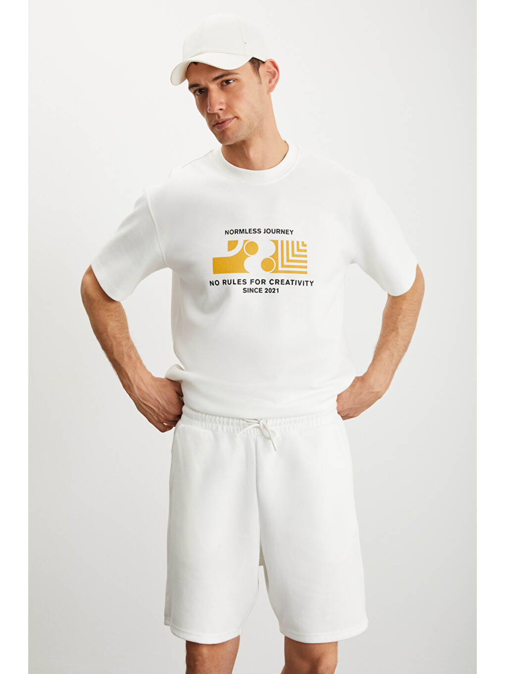 Ekru RAMADANP009 Erkek 75% Pamuk 25% Polyester EKRU Şort-1