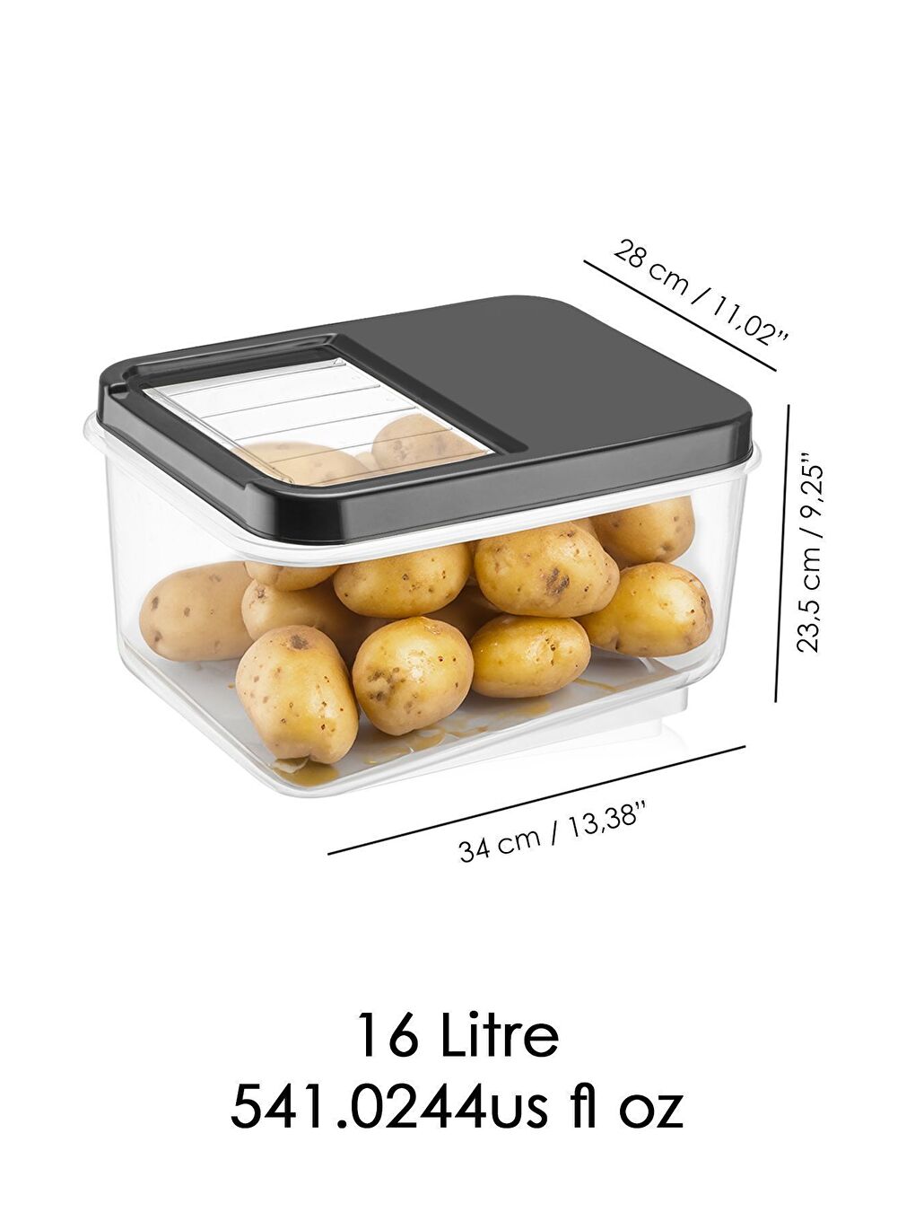 Antrasit 16 Litre Sürgülü Kapak Sebzelik  Patates Soğan Sebze Saklama Kabı  Erzak Saklama Kabıantrasit-4