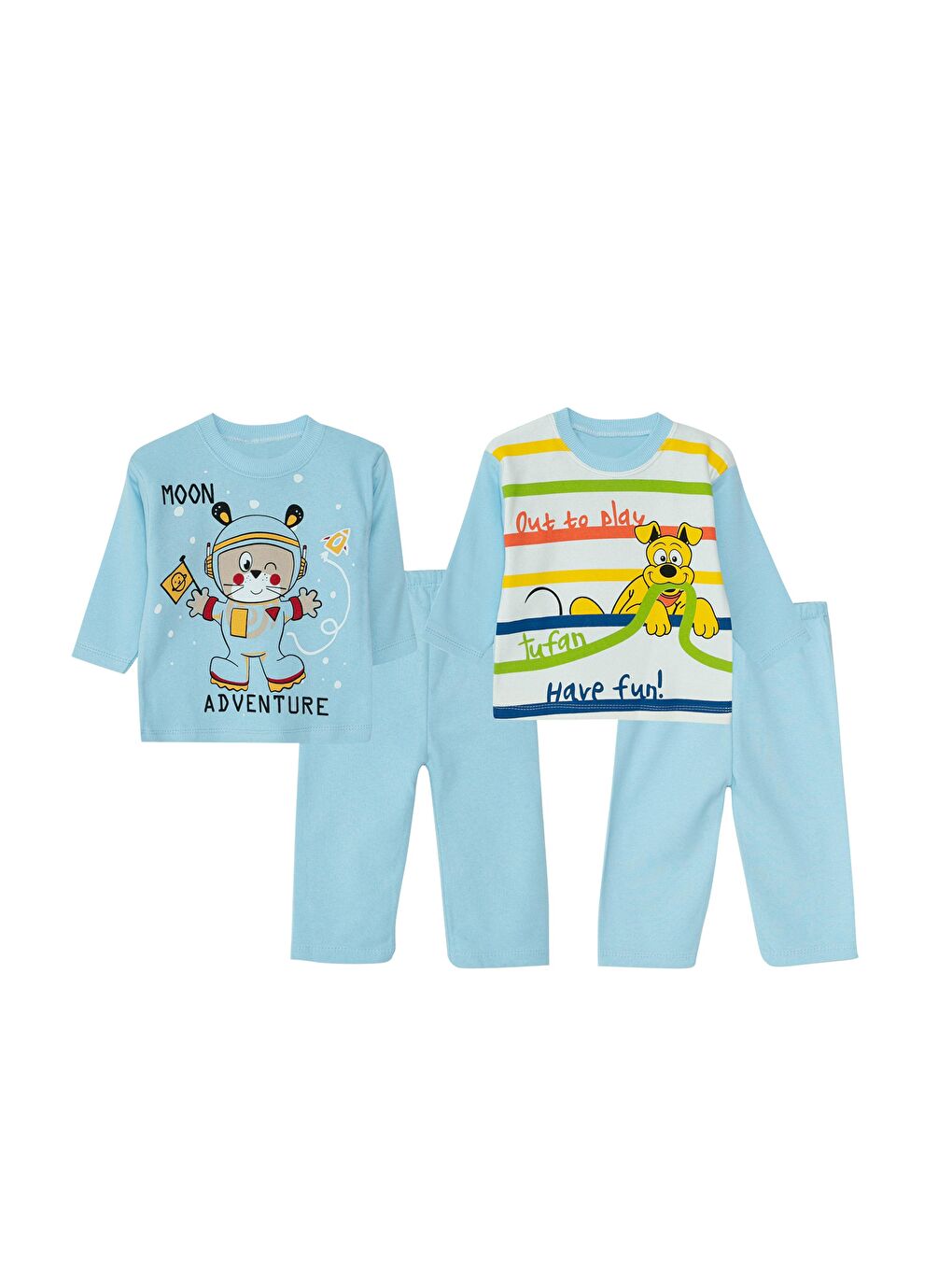 Mavi 2'li Bebek Pijama Takımı