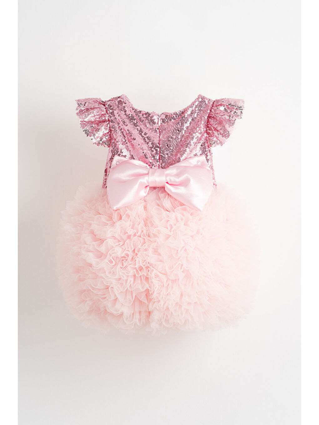 Pembe Luna Summer Kabarık Tüllü Tütülü Payetli Kız Çocuk Elbise-1
