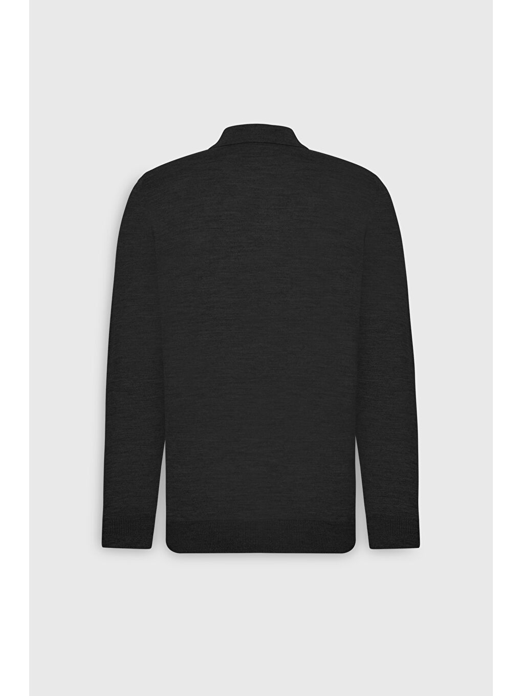 Erkek Siyah Sıcak Tutan Yün Standart Fit Normal Kesim Polo Yaka Jakarlı Triko Kazak-8