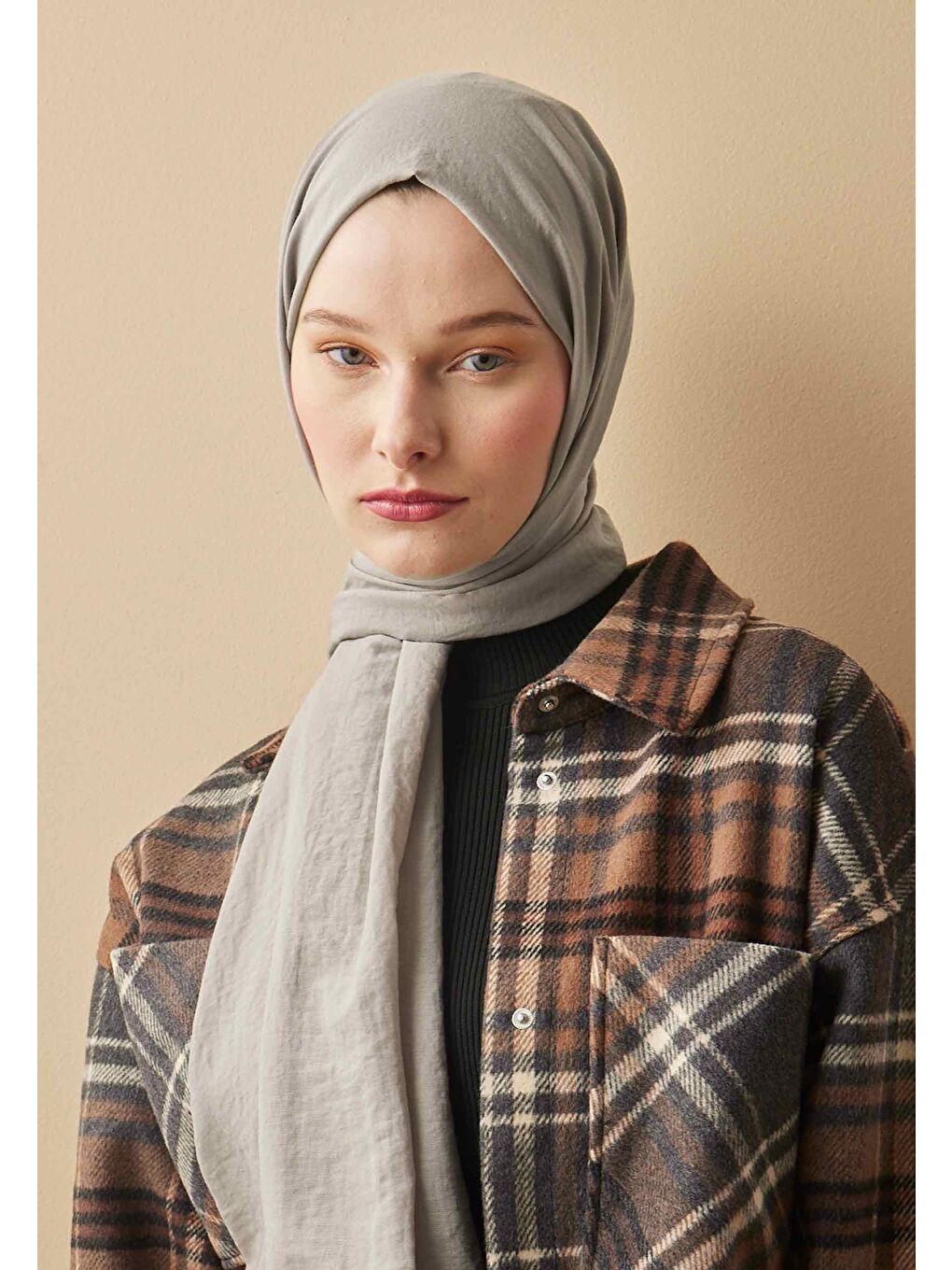 Bej Pamuk Crash Şal Çakıl Taşı-2