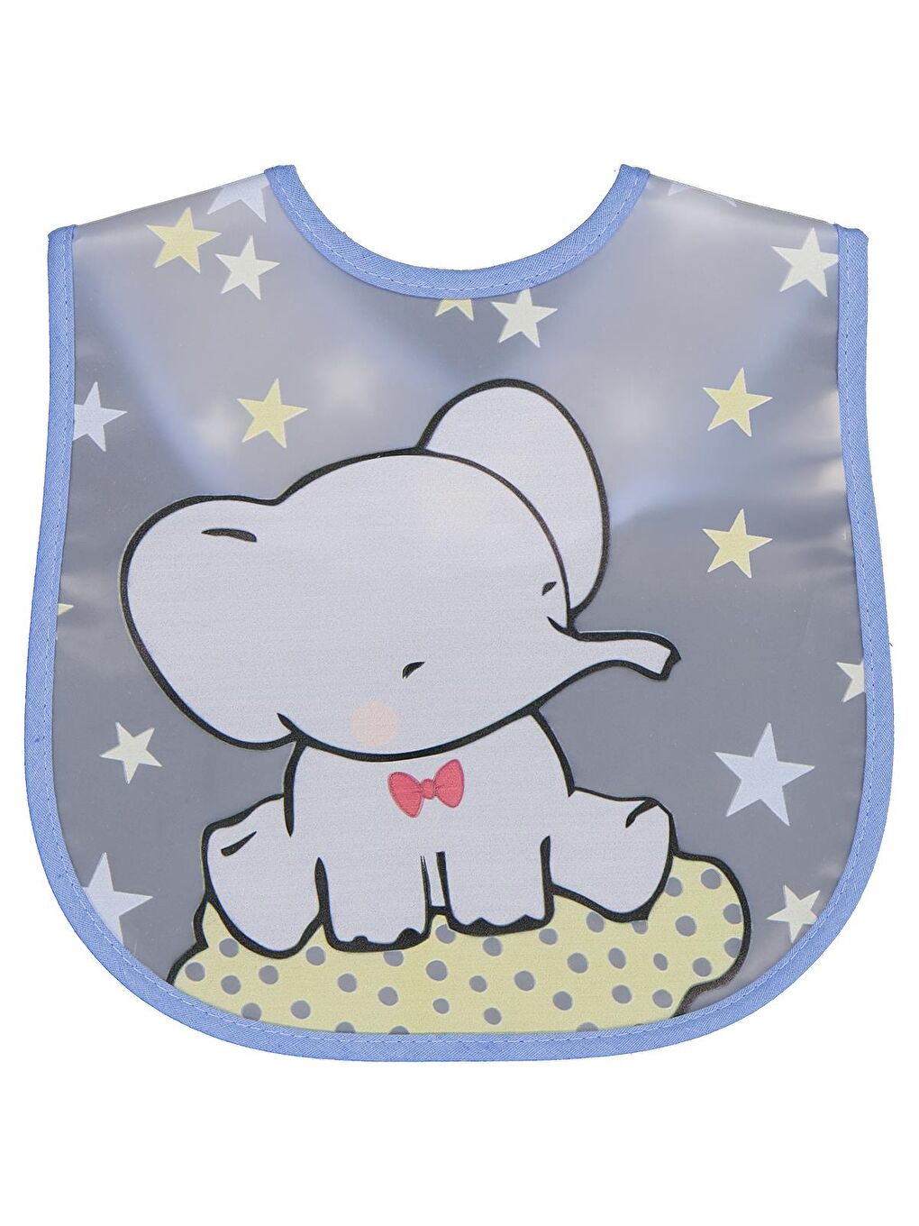 Baby Papyonlu Fil Baskılı Mama Önlüğü - Mavi Standart