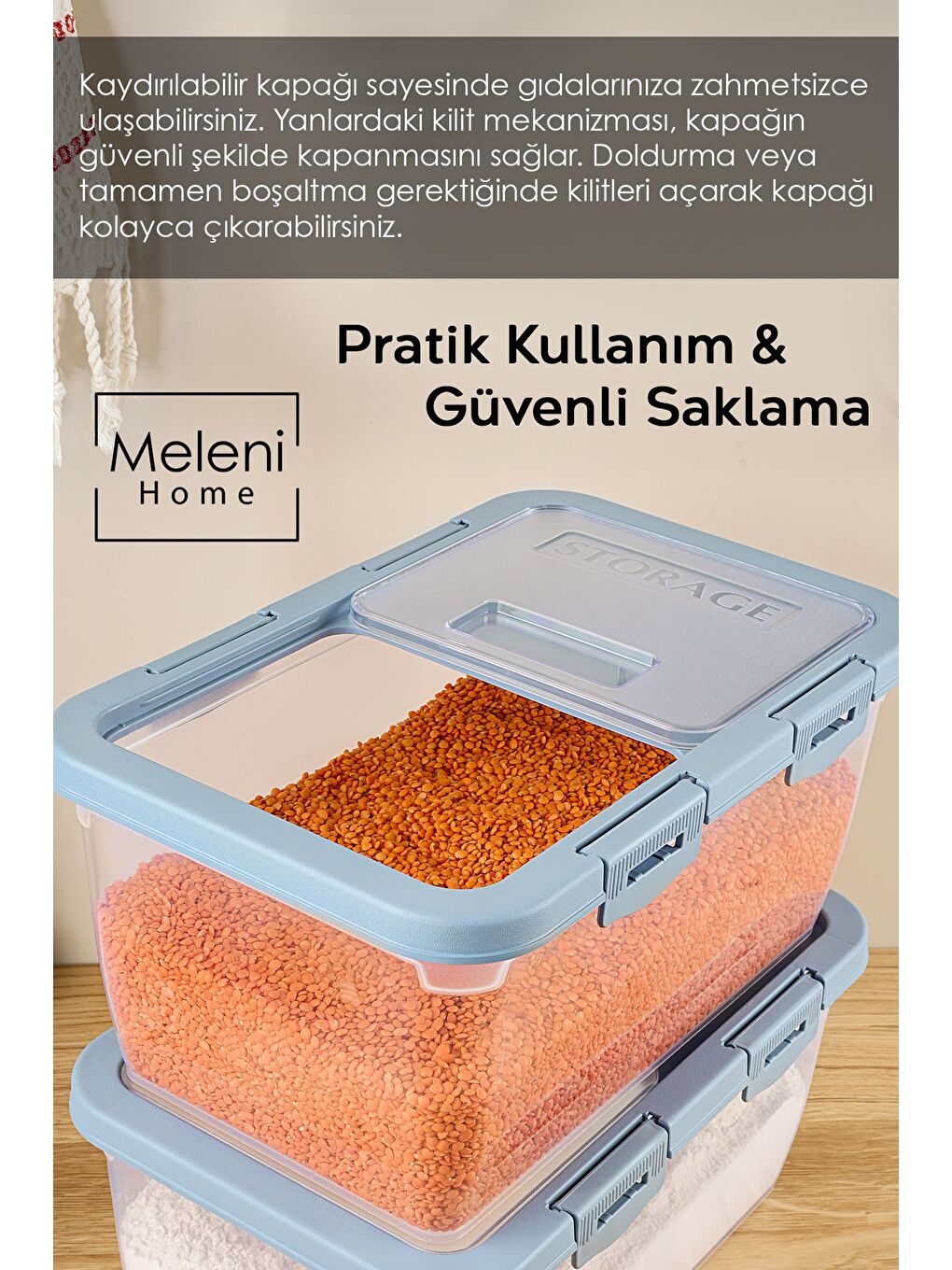 2 Adet Patates Soğan Kutusu Kayar Kapaklı Sebzelik Patates Soğanlık Saklama Kabı Mavi 10 Lt-4