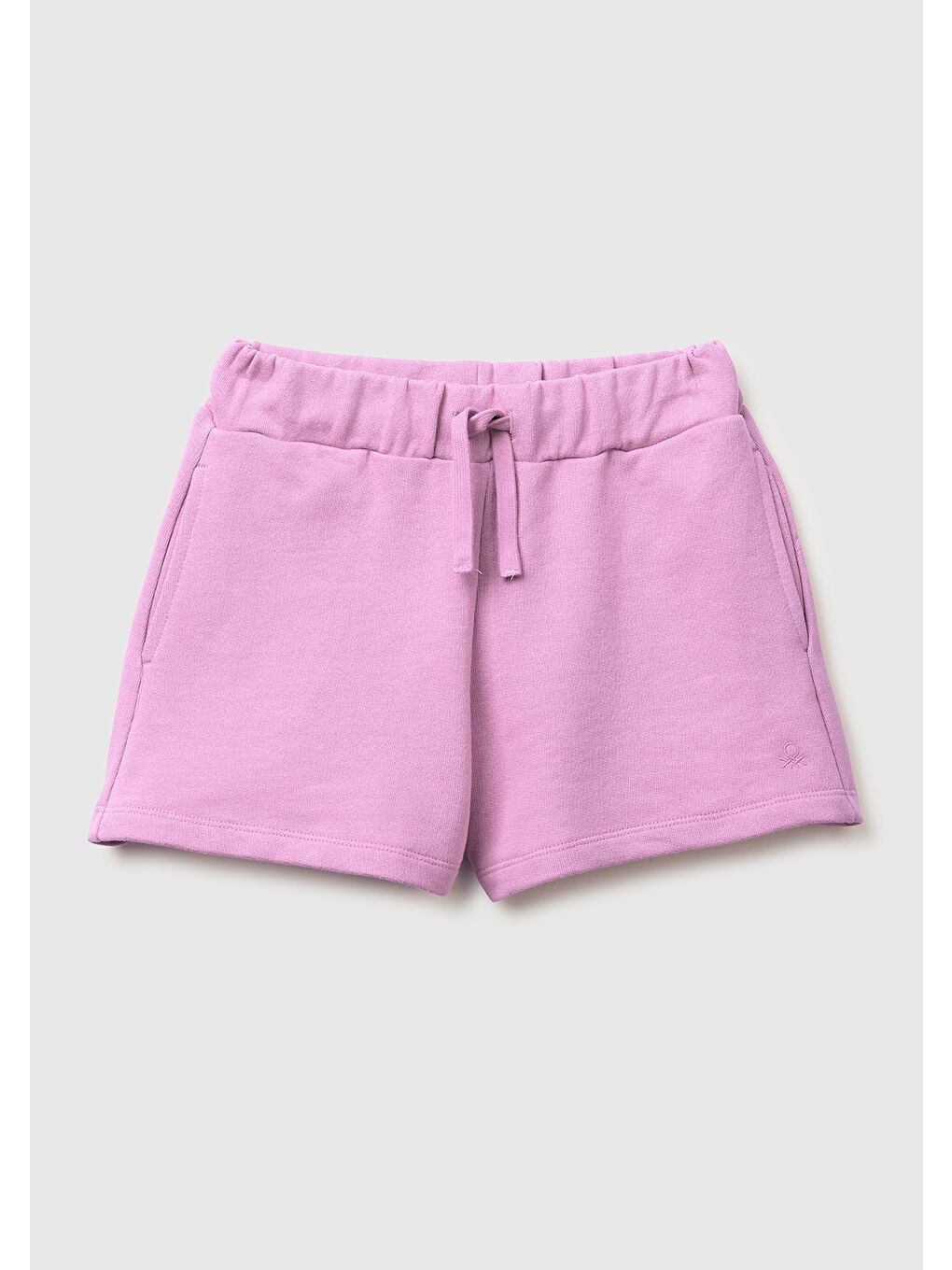 Kız Çocuk Pembe Beli Büzgülü İpli Cepli Logo İşlemeli Şort