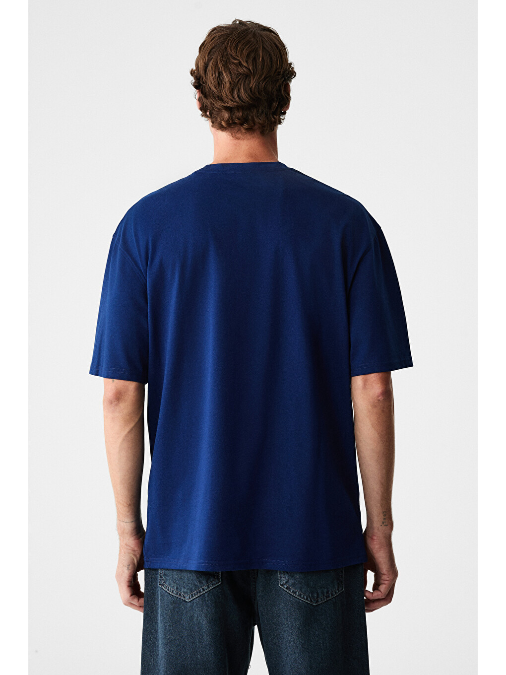 Lacivert RUDDY Erkek Göğüs Baskılı %100 Organik Pamuklu Bisiklet Yakalı Regular LACİVERT T-Shirt-5