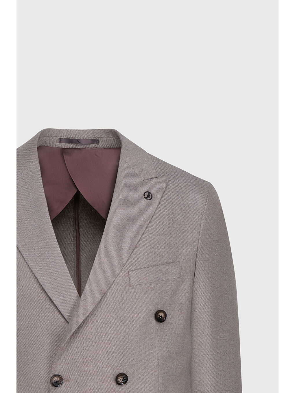 Bej Erkek Vizon Yünlü Slim Fit Dar Kesim Kırlangıç Yaka Kapak Cepli Blazer Ceket-8