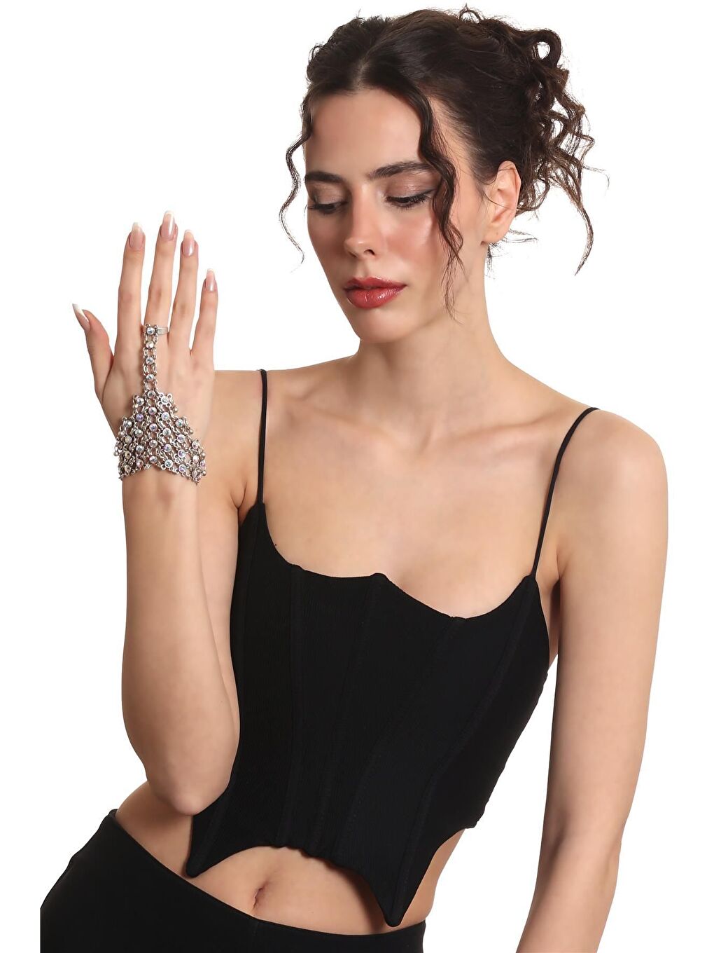 Karışık Kadın Antik Gümüş Kaplama Renkli Taşlı Yüzüklü Şahmeran-1