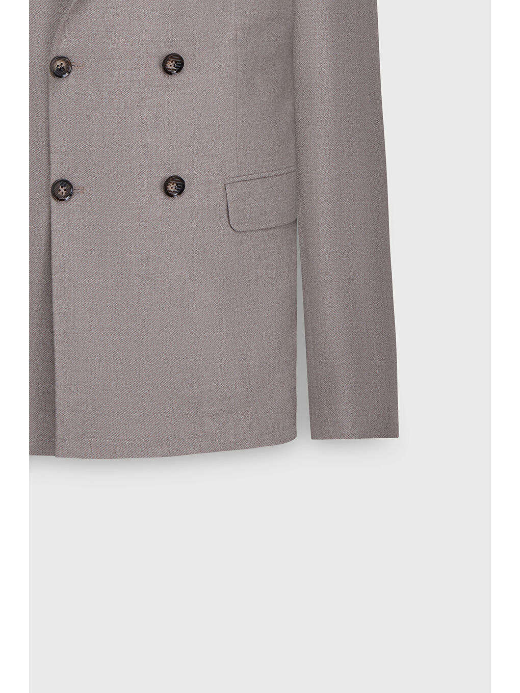 Bej Erkek Vizon Yünlü Slim Fit Dar Kesim Kırlangıç Yaka Kapak Cepli Blazer Ceket-9