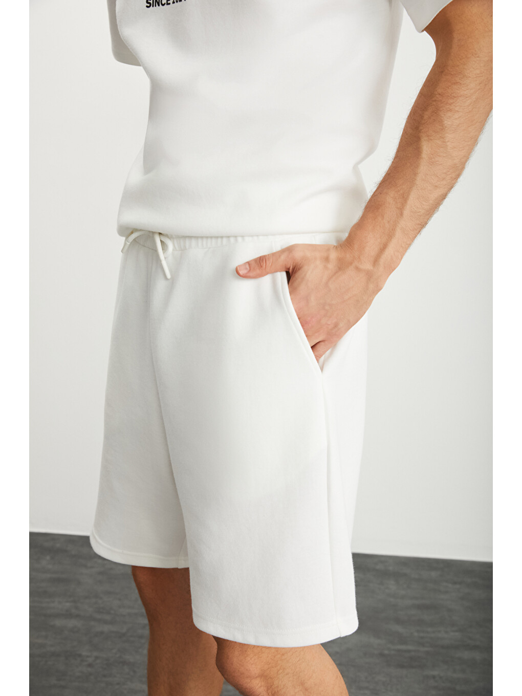 Ekru RAMADANP009 Erkek 75% Pamuk 25% Polyester EKRU Şort-4