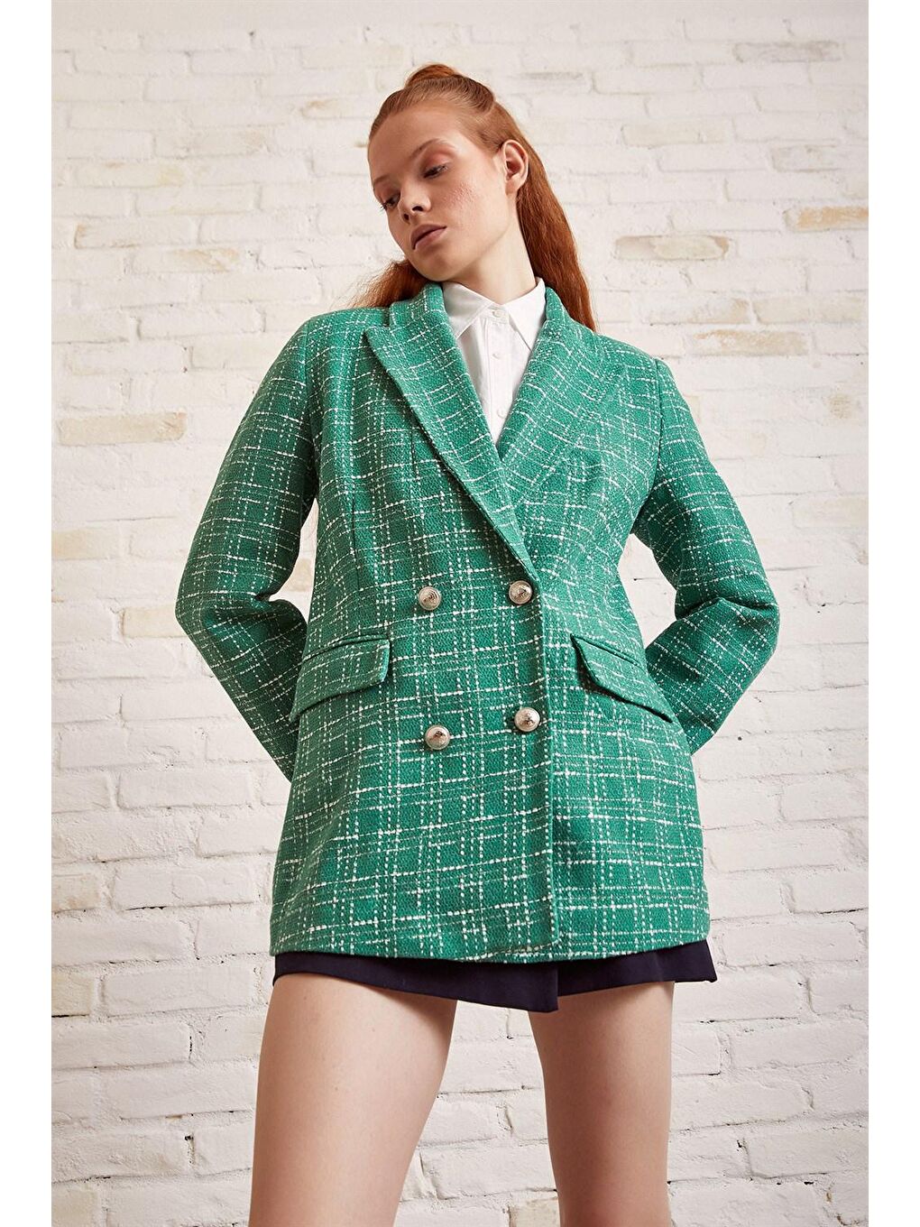 Yeşil Vatkalı Örme Ceket-1