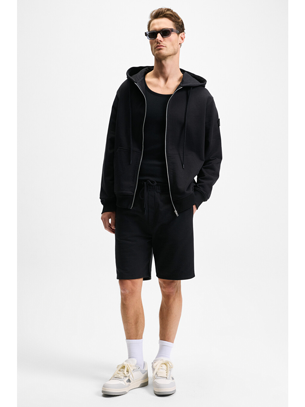 Siyah KEPA Erkek Beli Lastikli Cepli Relaxed Fit SİYAH Şort-1