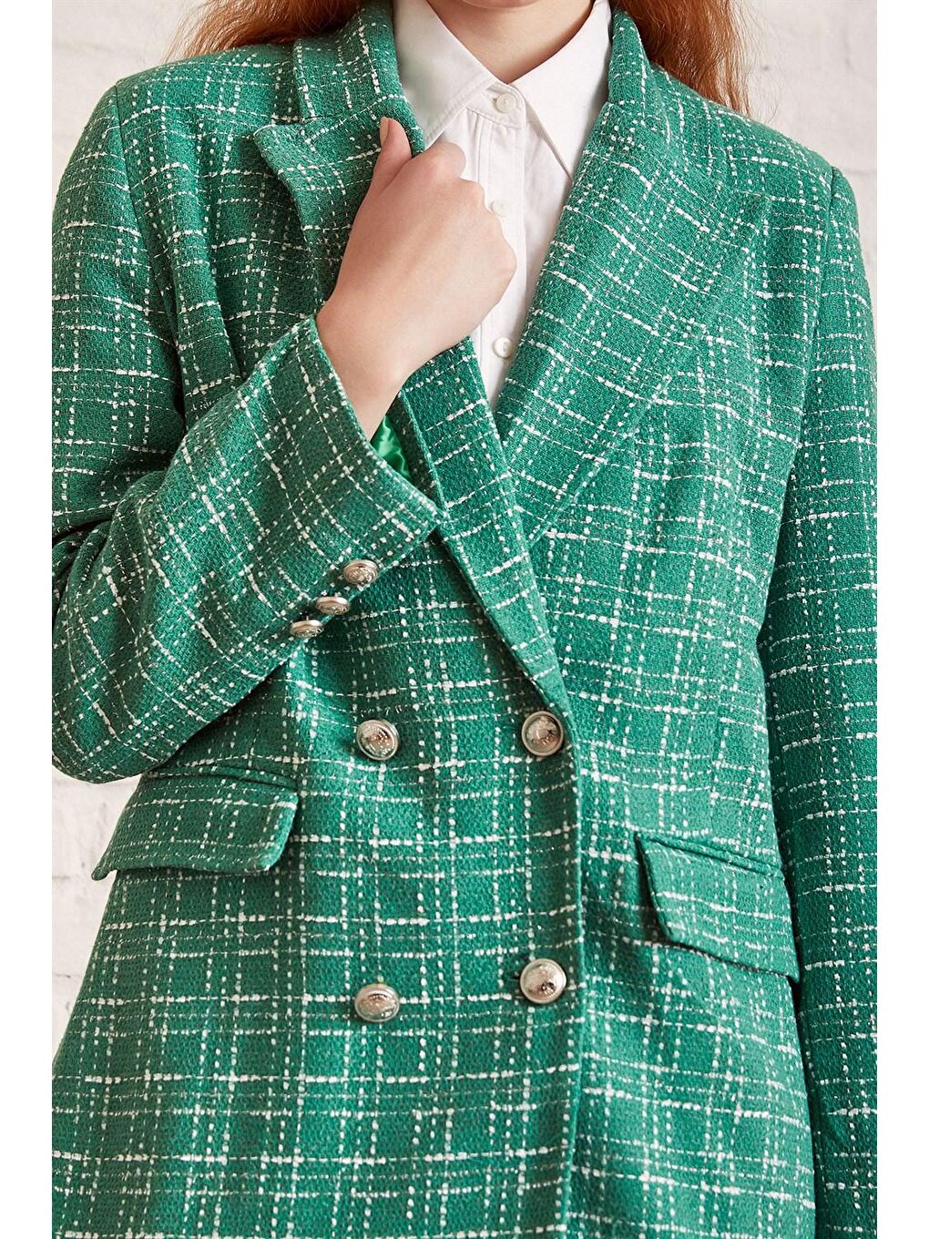 Yeşil Vatkalı Örme Ceket-4