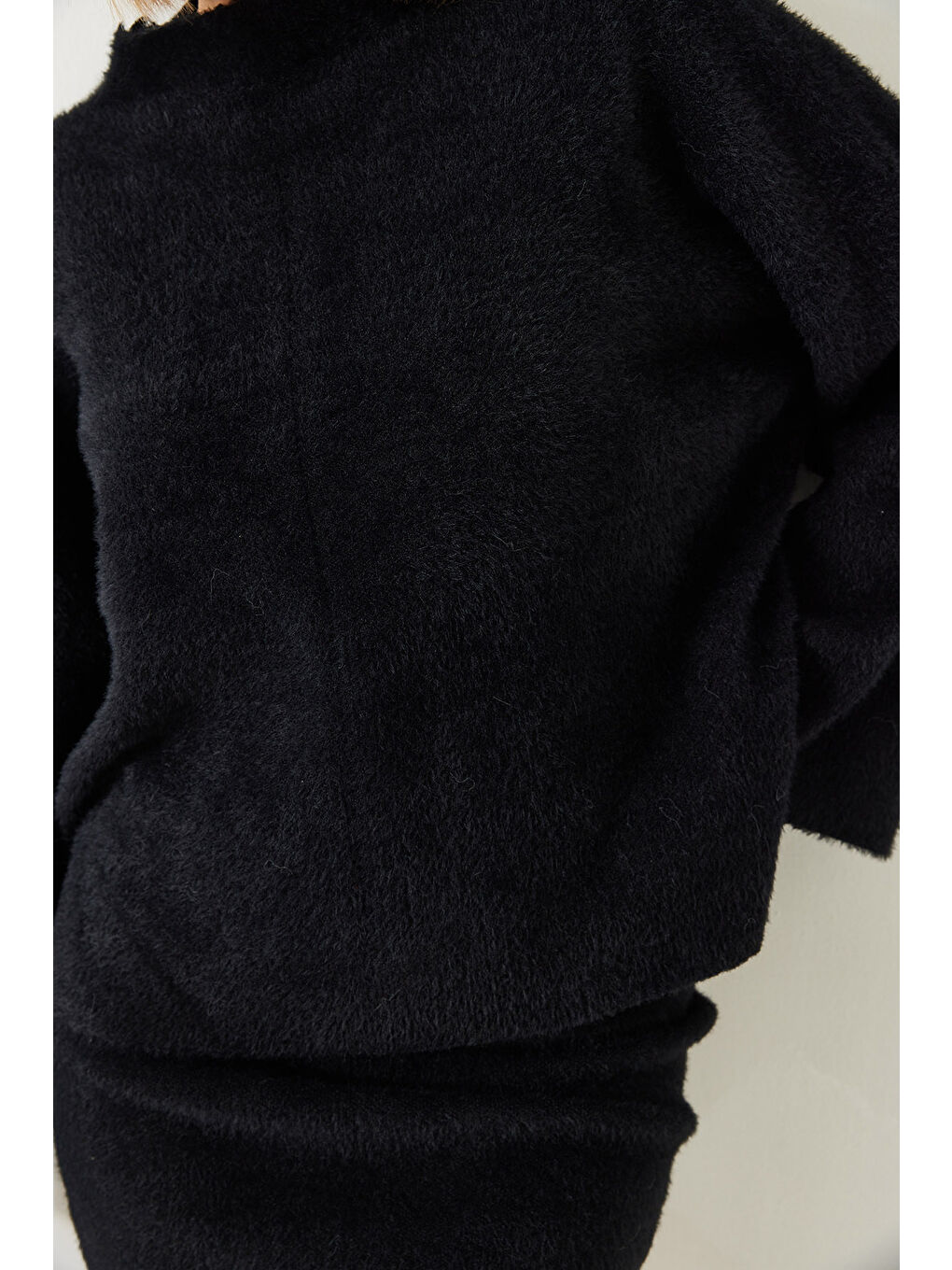 Siyah Kadın Etekli Triko Alt Üst Takım-4