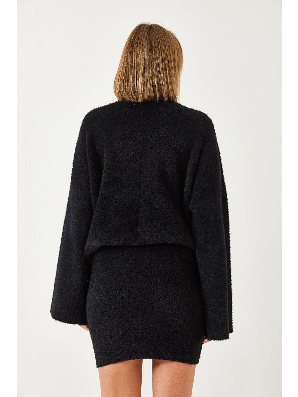 Siyah Kadın Etekli Triko Alt Üst Takım-5