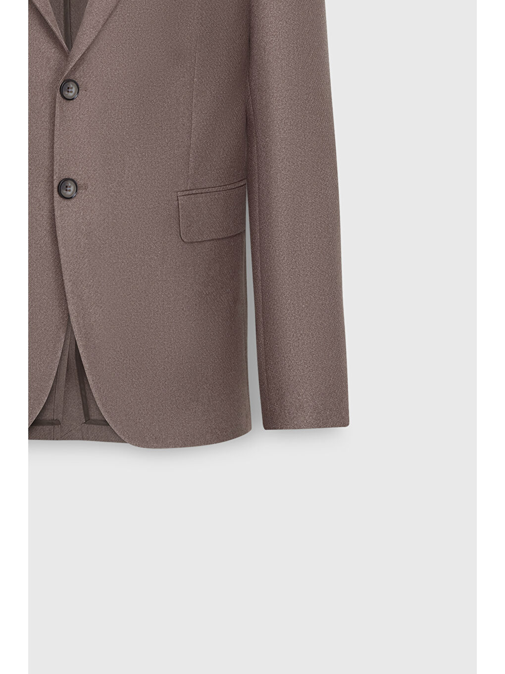 Bej Erkek Vizon Yünlü Regular Fit Normal Kesim Kırlangıç Yaka Kapak Cepli Ceket-2