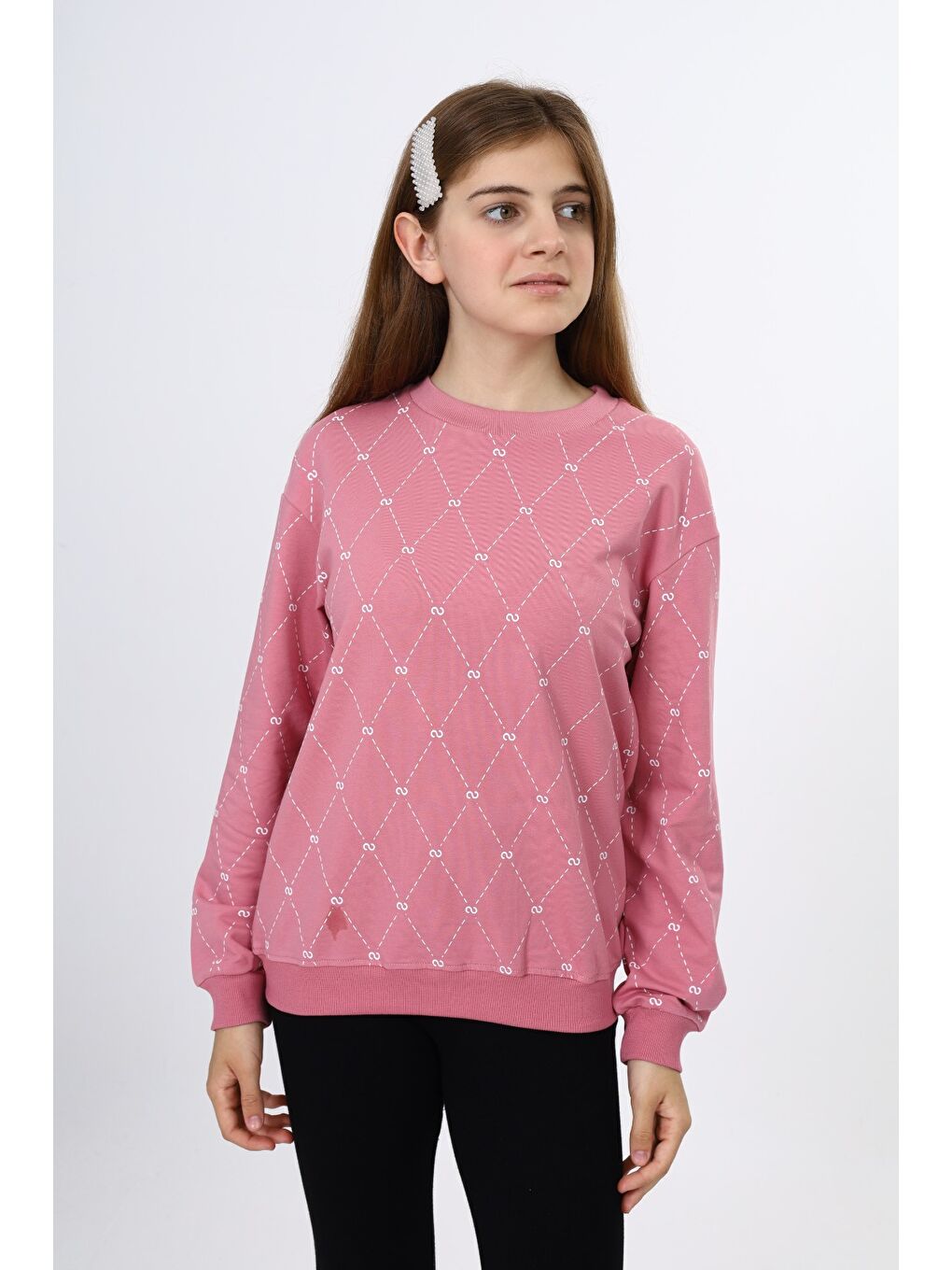 Pembe Kız Çocuk Baskılı Sweatshirt