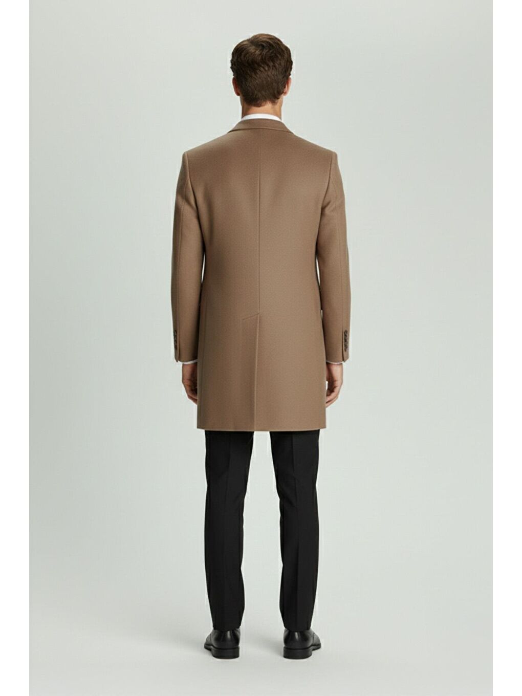 Kahverengi Giotelli Camel Regular Fit Yün Karışımlı Ceket Yaka Orta Boy Erkek Palto-2