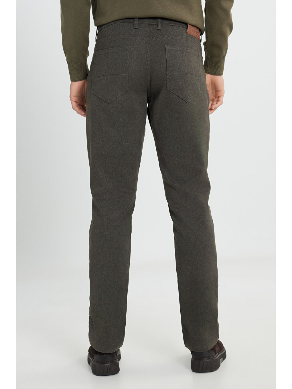 Erkek Kahverengi Pamuklu Slim Fit 5 Cep Armürlü Esnek Casual Pantolon-5