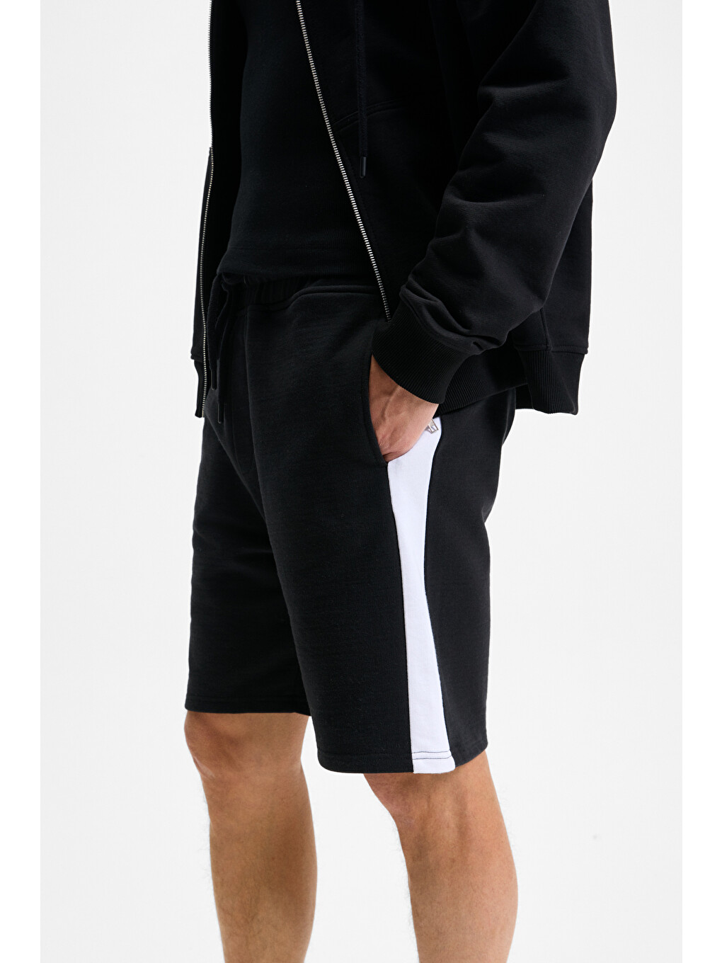 Siyah KEPA Erkek Beli Lastikli Cepli Relaxed Fit SİYAH Şort-3