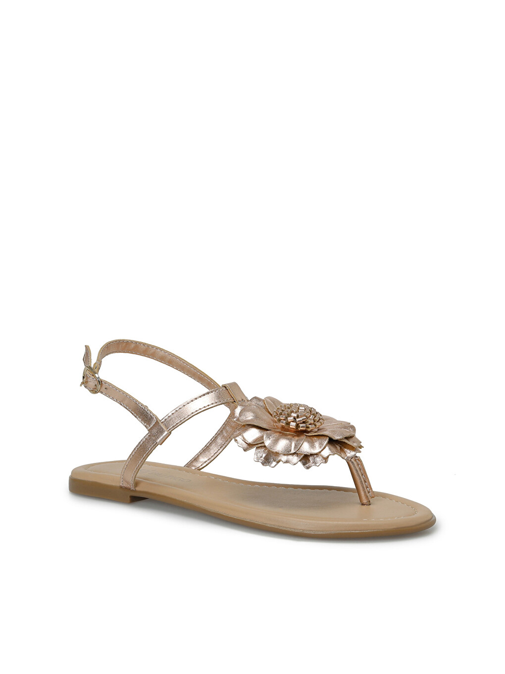 Sarı 26S-8048 Bronz Kadın Düz Sandalet-1