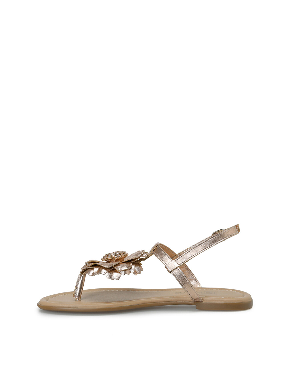 Sarı 26S-8048 Bronz Kadın Düz Sandalet-2