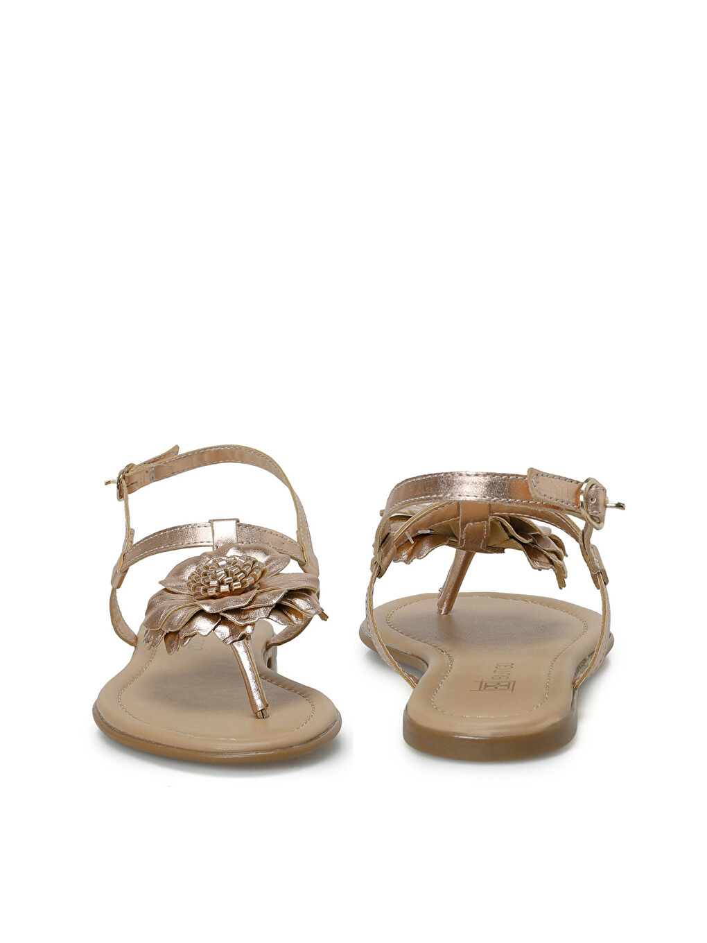 Sarı 26S-8048 Bronz Kadın Düz Sandalet-4