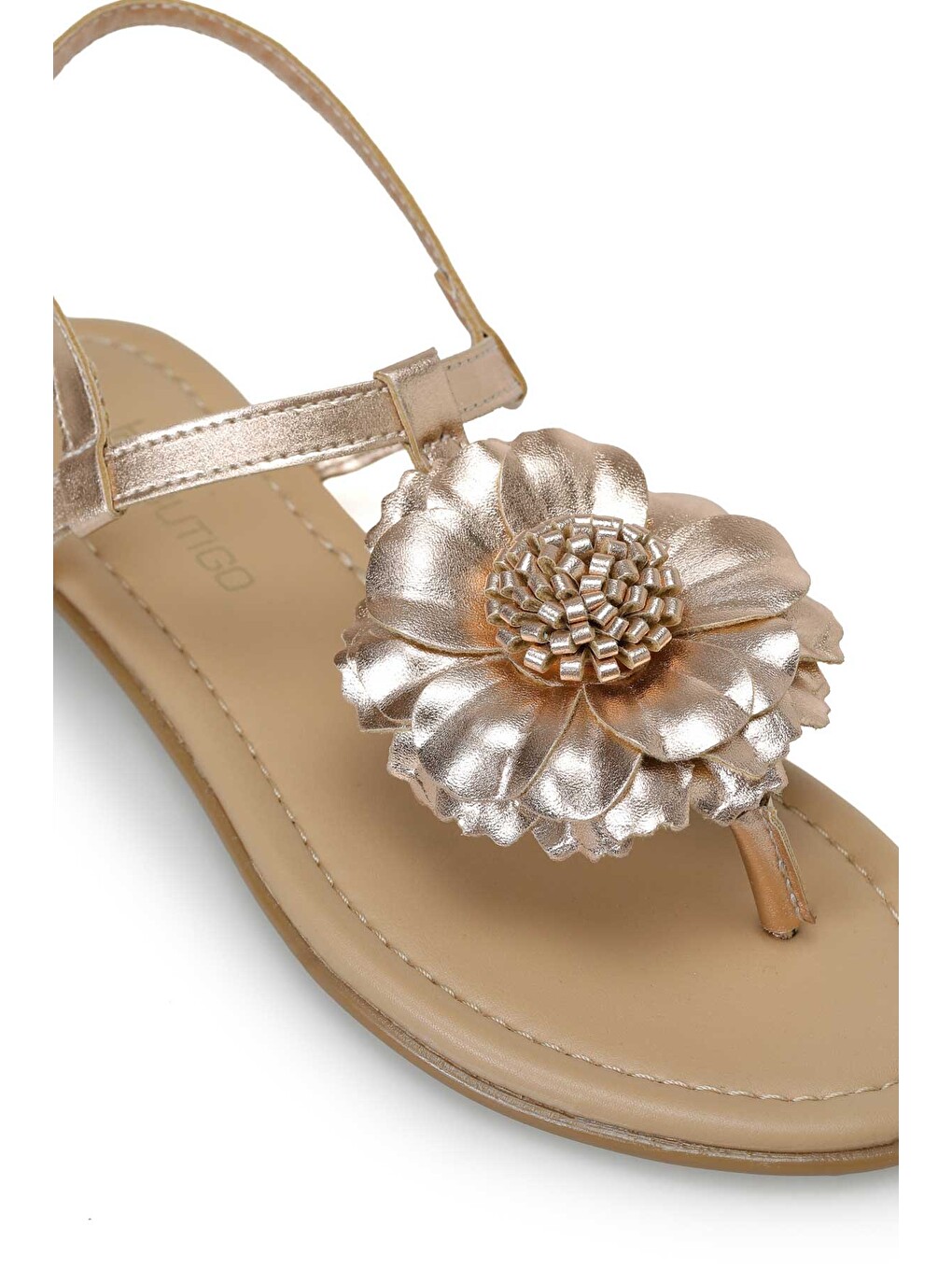 Sarı 26S-8048 Bronz Kadın Düz Sandalet-6